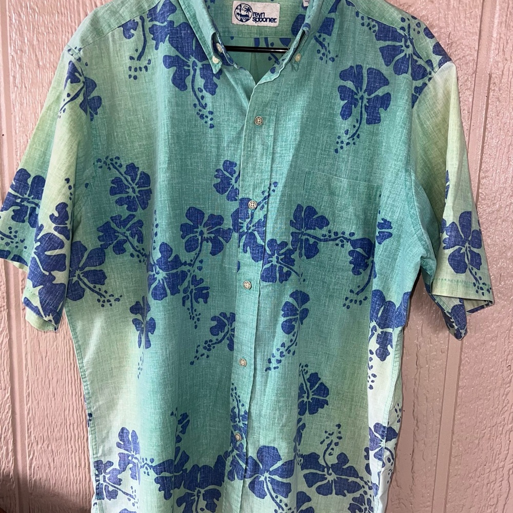 Reyn Spooner Blue and Green Floral Men's Shirt